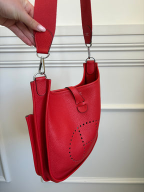 Hermès Red Evelyn PM in Clemence Leather