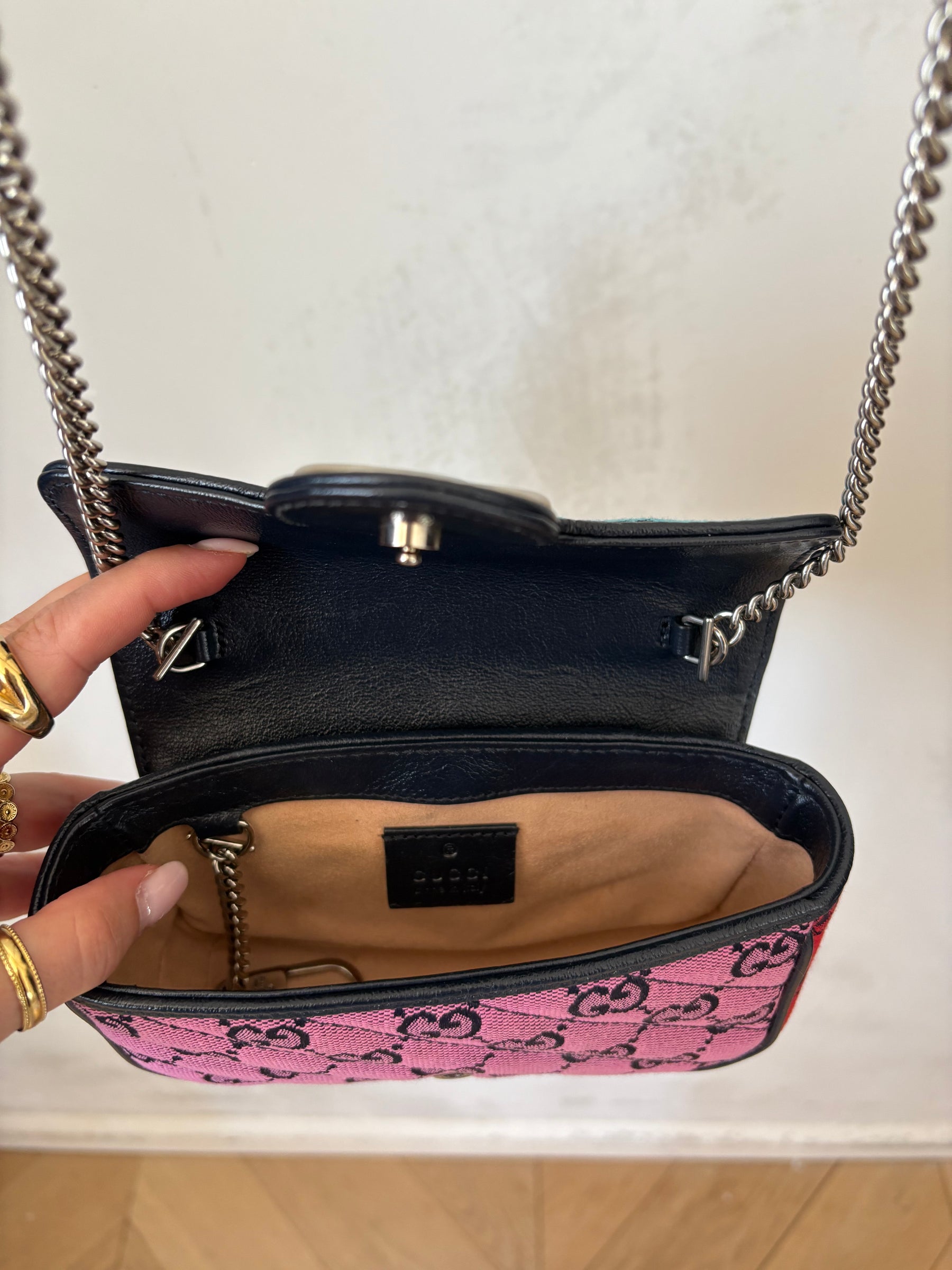 Gucci Multi Canvas Monogram Super Mini Marmont Bag