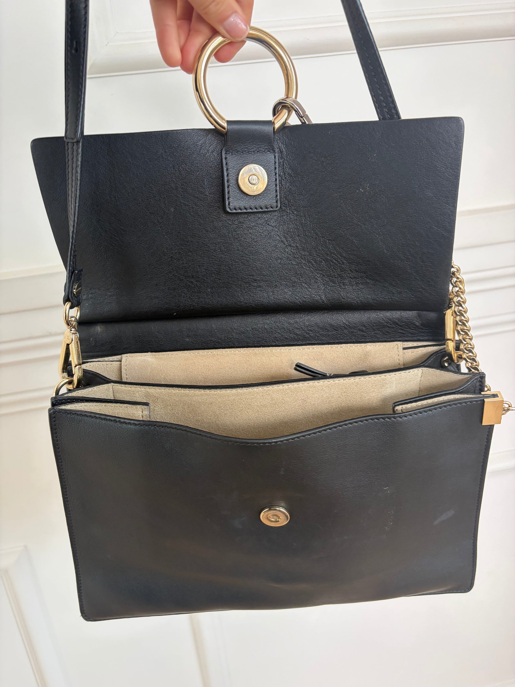 Chloé Black Leather and Suede Faye Bag