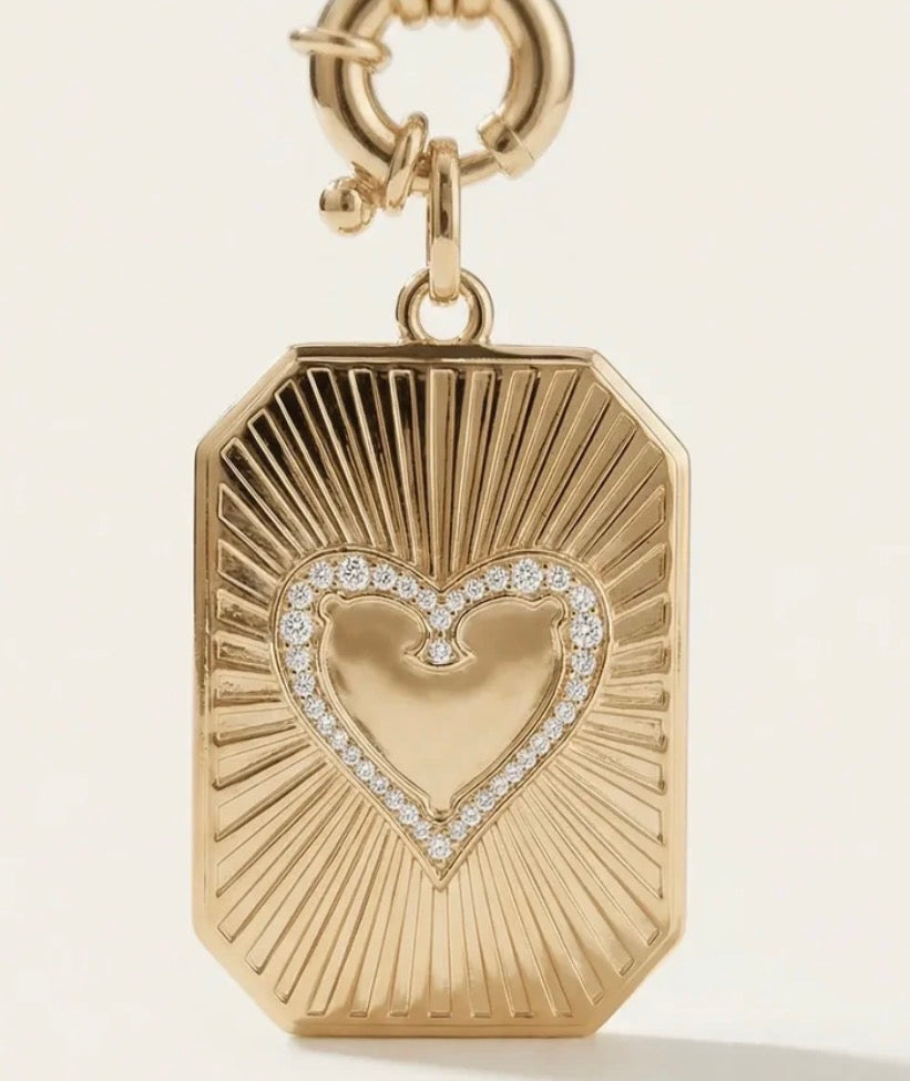 Goldie Paris Gold and Diamond Emma Heart Fluted Dog Tag