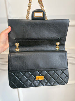 Chanel Black Crinkled Lambskin Reissue 2.55 Jumbo Flap Bag