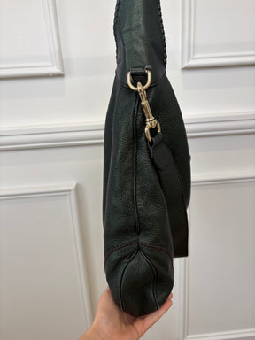 Gucci Emerald Green Metallic Leather Indy Jackie Hobo Bag