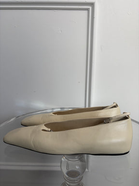 Jill Sandler Crystal Embellished Leather Ballet Flats In Cream, 37