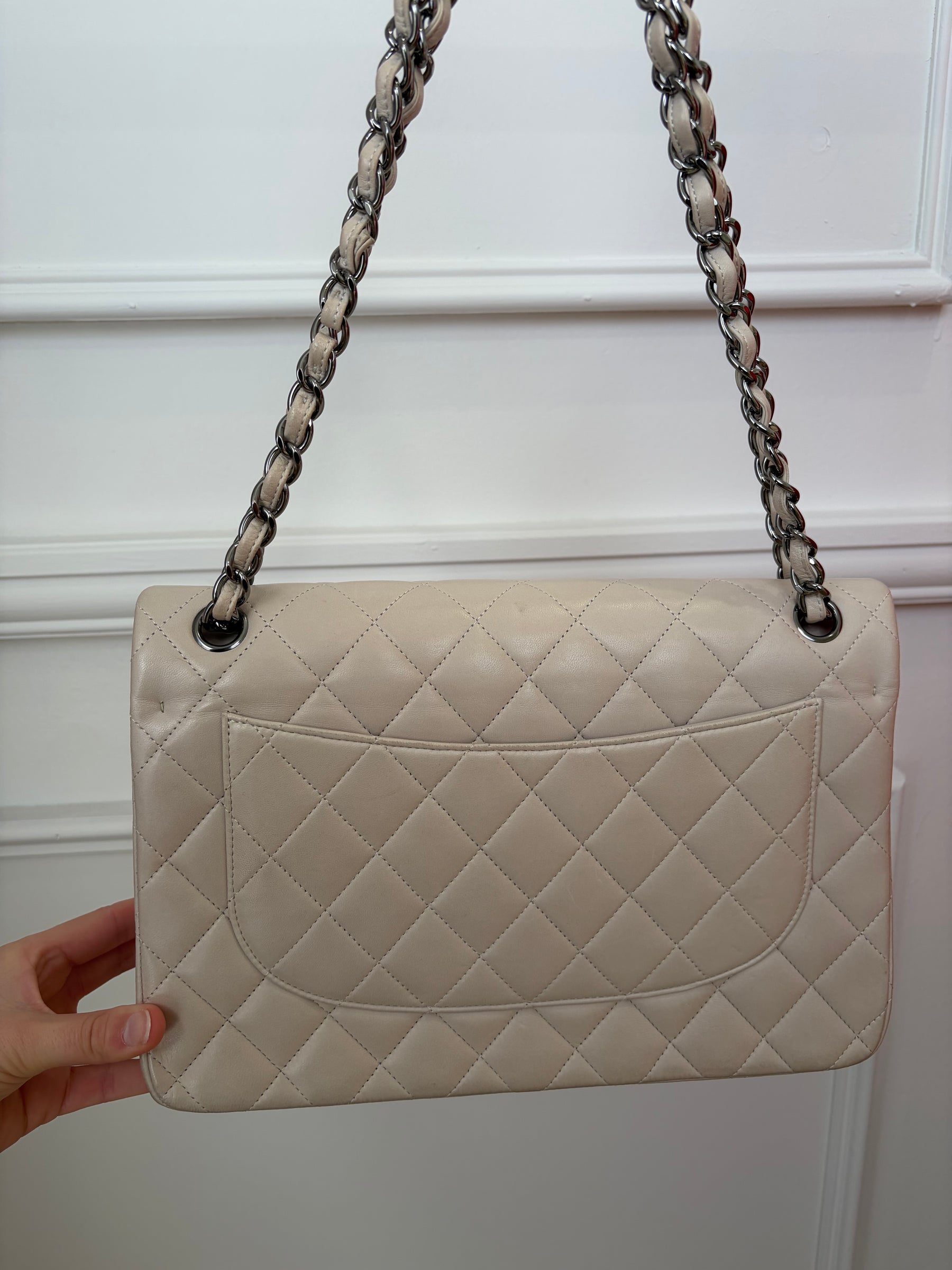 Chanel Stone Lambskin Leather Jumbo Flap Bag