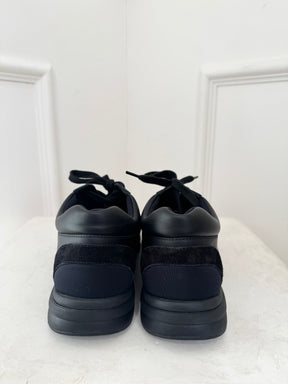 Chanel Black Leather and Suede CC Sneakers, 39.5