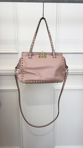 Valentino Garavani Blush Leather Rockstud Tote Bag