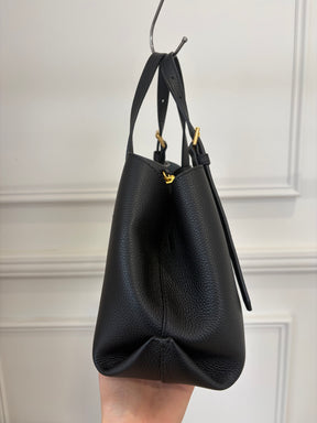 Oroton Black Grained Leather Mini Tote