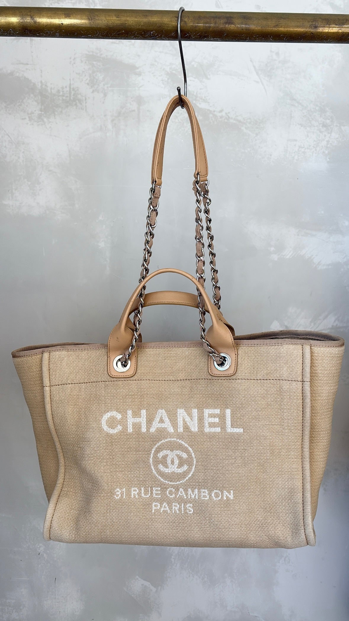 Chanel Beige Canvas Deauville Tote