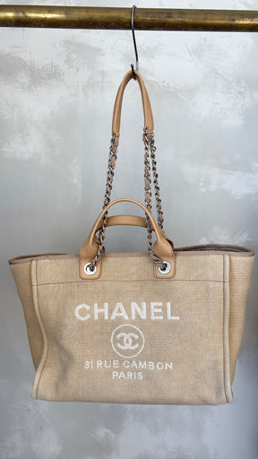 Chanel Beige Canvas Deauville Tote