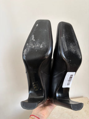 Camilla and Marc Black Leather Square Toe Ankle Boots, 41