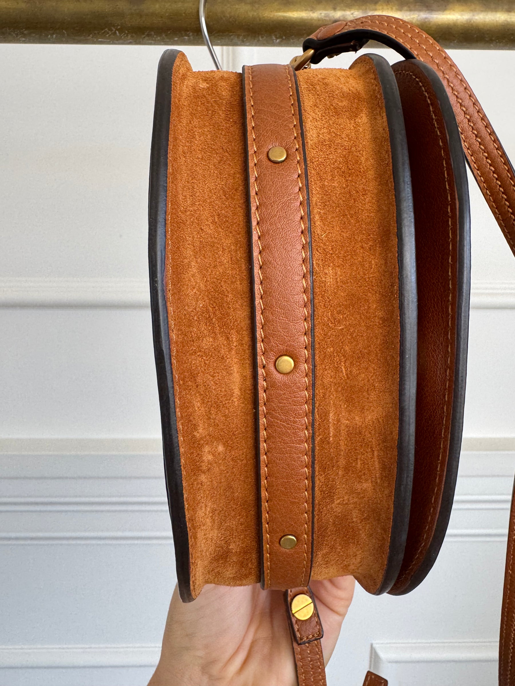 Chloé Tan Leather and Suede Nile Bracelet Bag