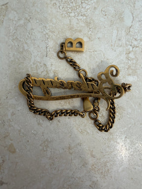 Balenciaga Gold Tone Logo Chain Bracelet