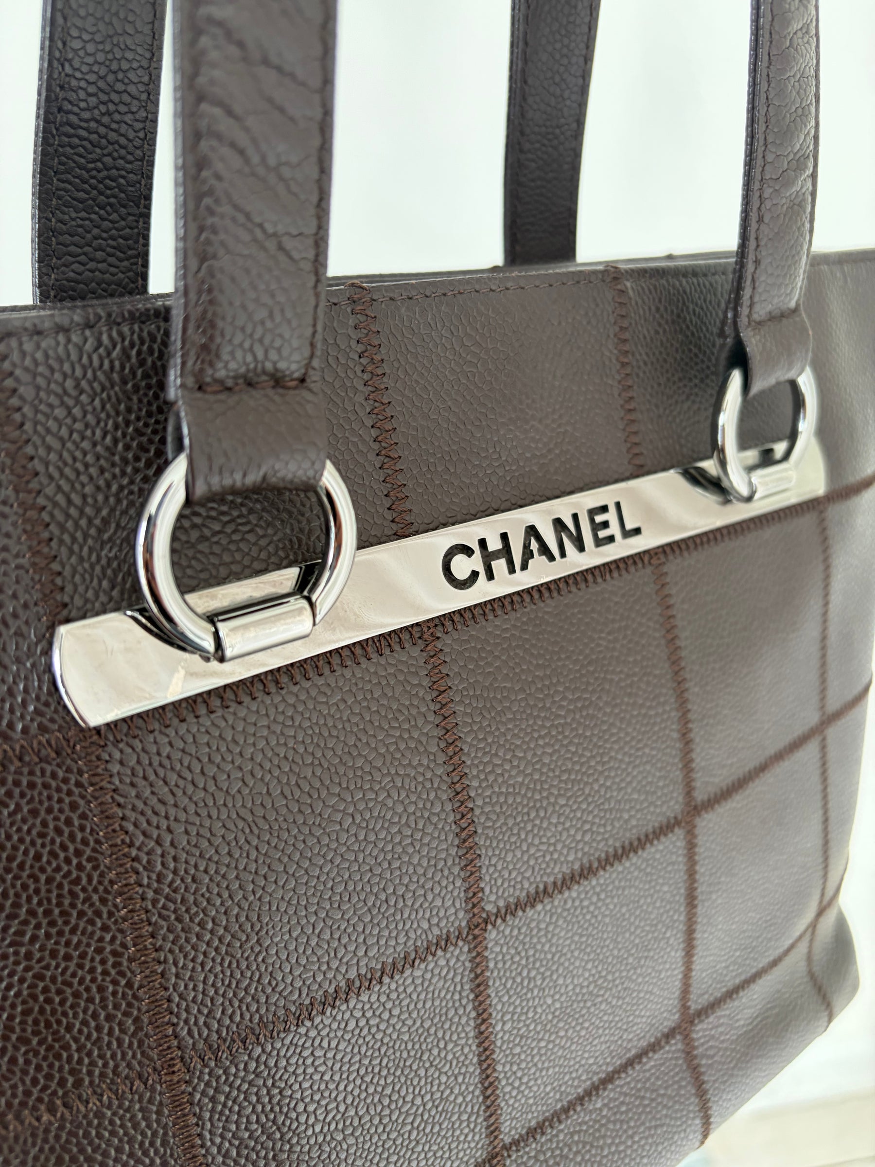 Chanel Chocolate Bar Leather Tote Bag