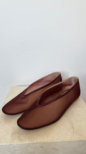 Le Monde Beryl Mesh Ballet Flats in Burgundy, 41.5