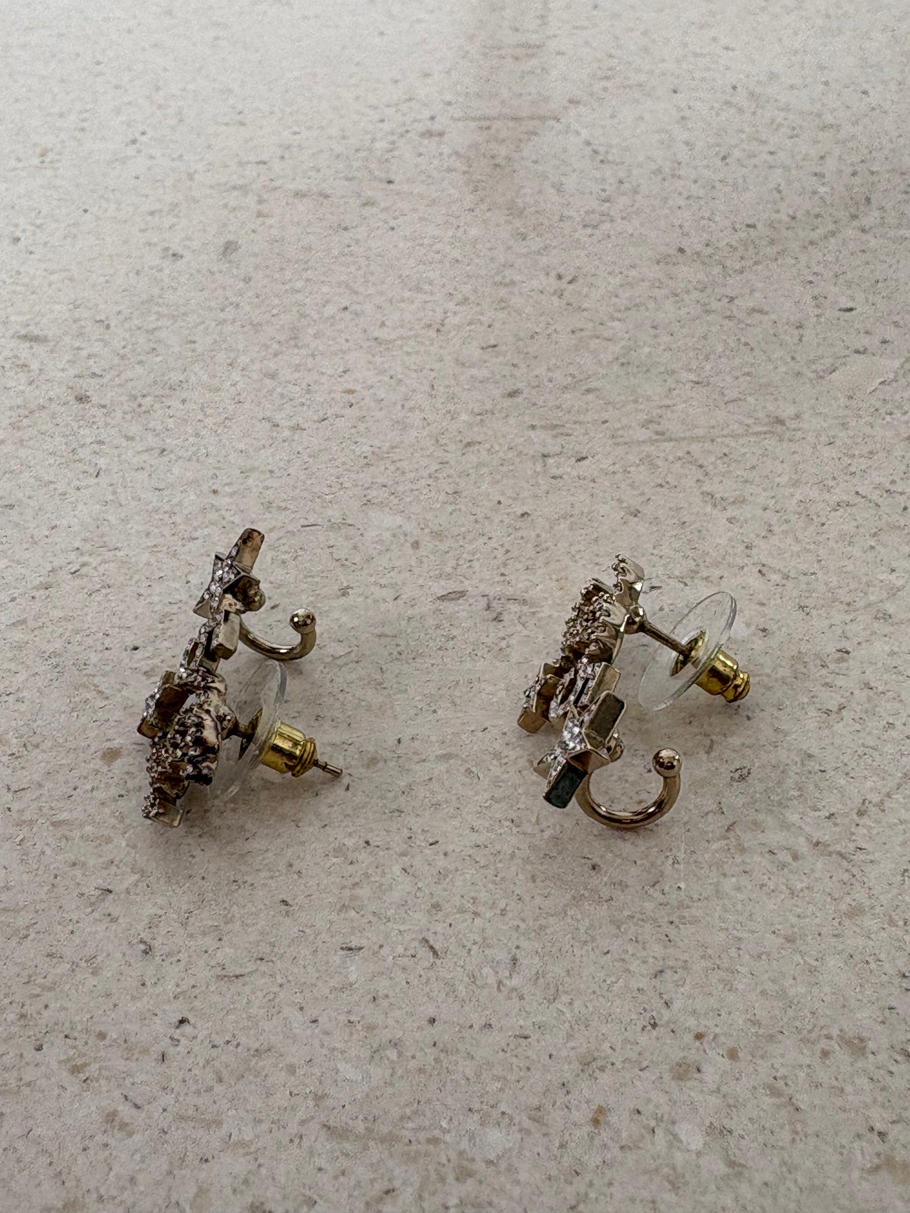 Chanel Gold Tone and Crystal CC No 5 Stud Earrings