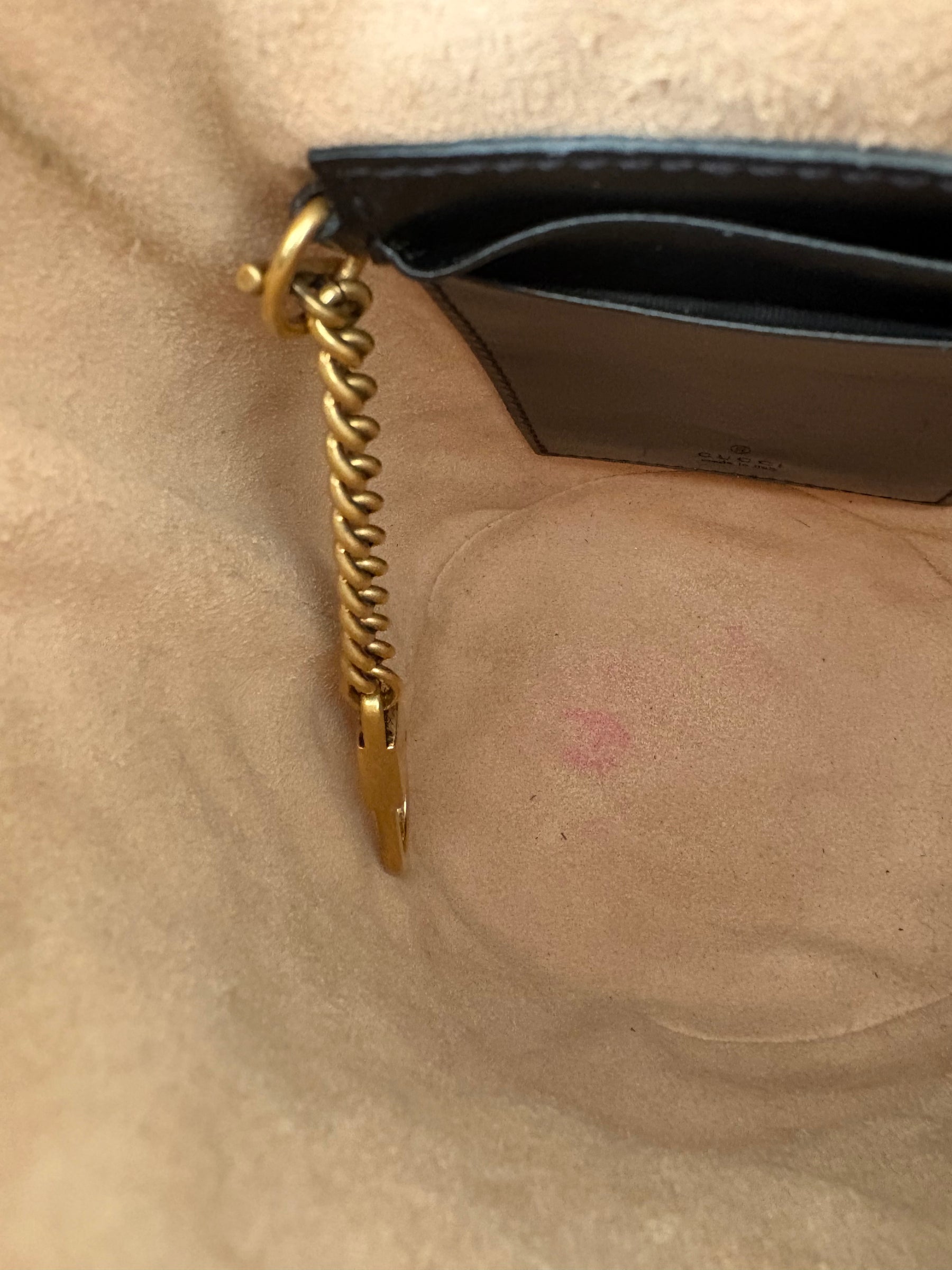 Gucci Black Chevron Leather Mini Marmont Bucket