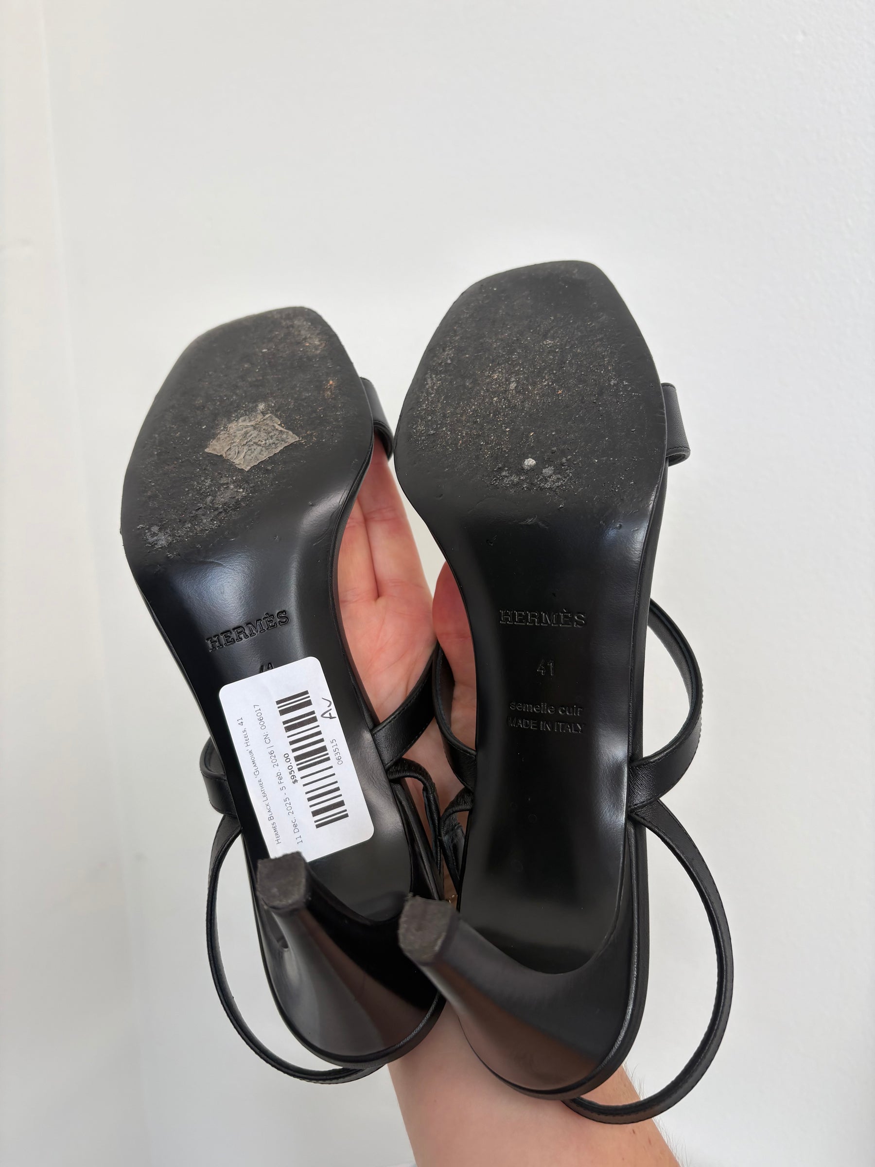 Hermès Black Leather 'Glamour' Heels, 41