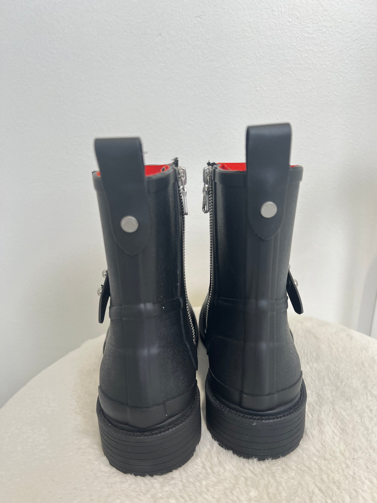 rag & bone black Rubber Zipped Ankle Boots, 37