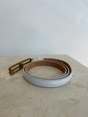 Balenciaga Croc Embossed White Logo Belt, 75