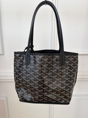 Goyard Black Goyardine Canvas Reversible Anjou Mini Tote