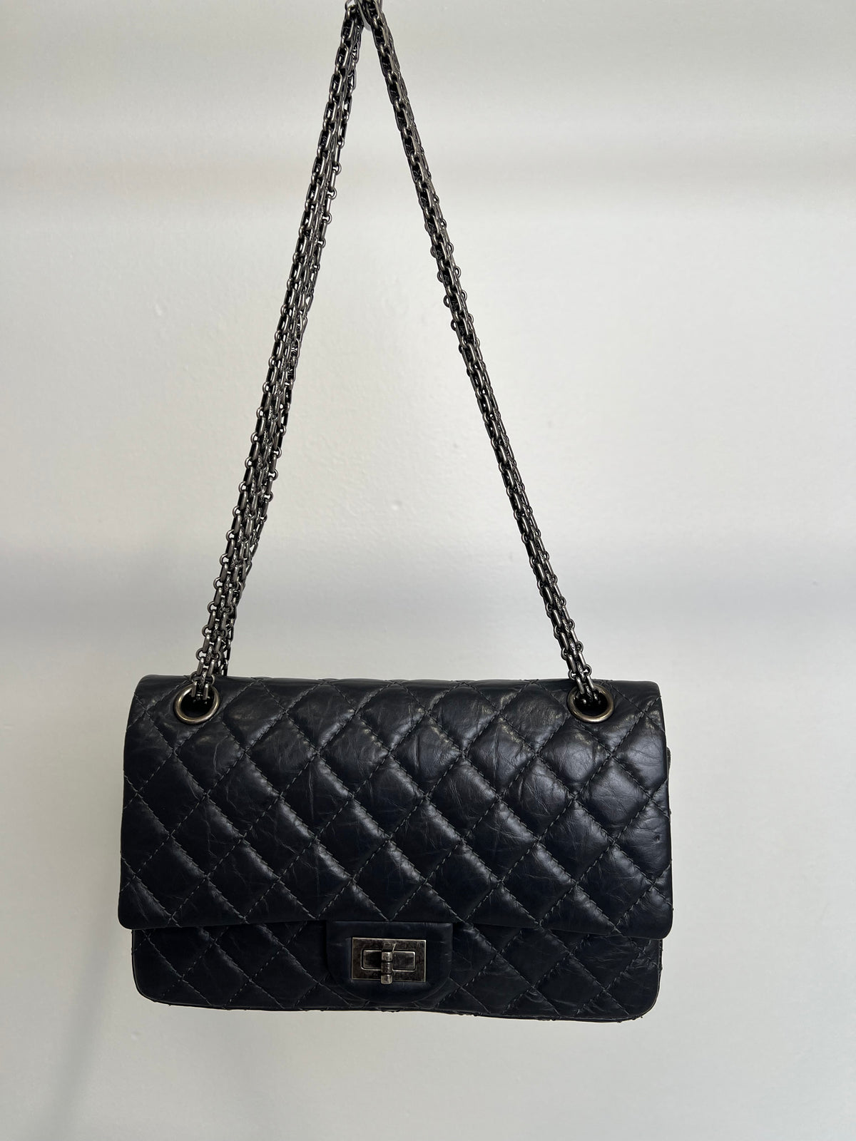 Chanel Dark Grey Lambskin Leather Small Reissue Flap Bag