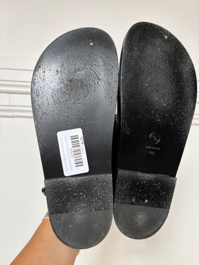 Chanel Black Caviar Leather Dad Sandals, 40 C