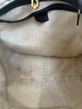 Gucci Black Leather Interlocking G Hobo Bag