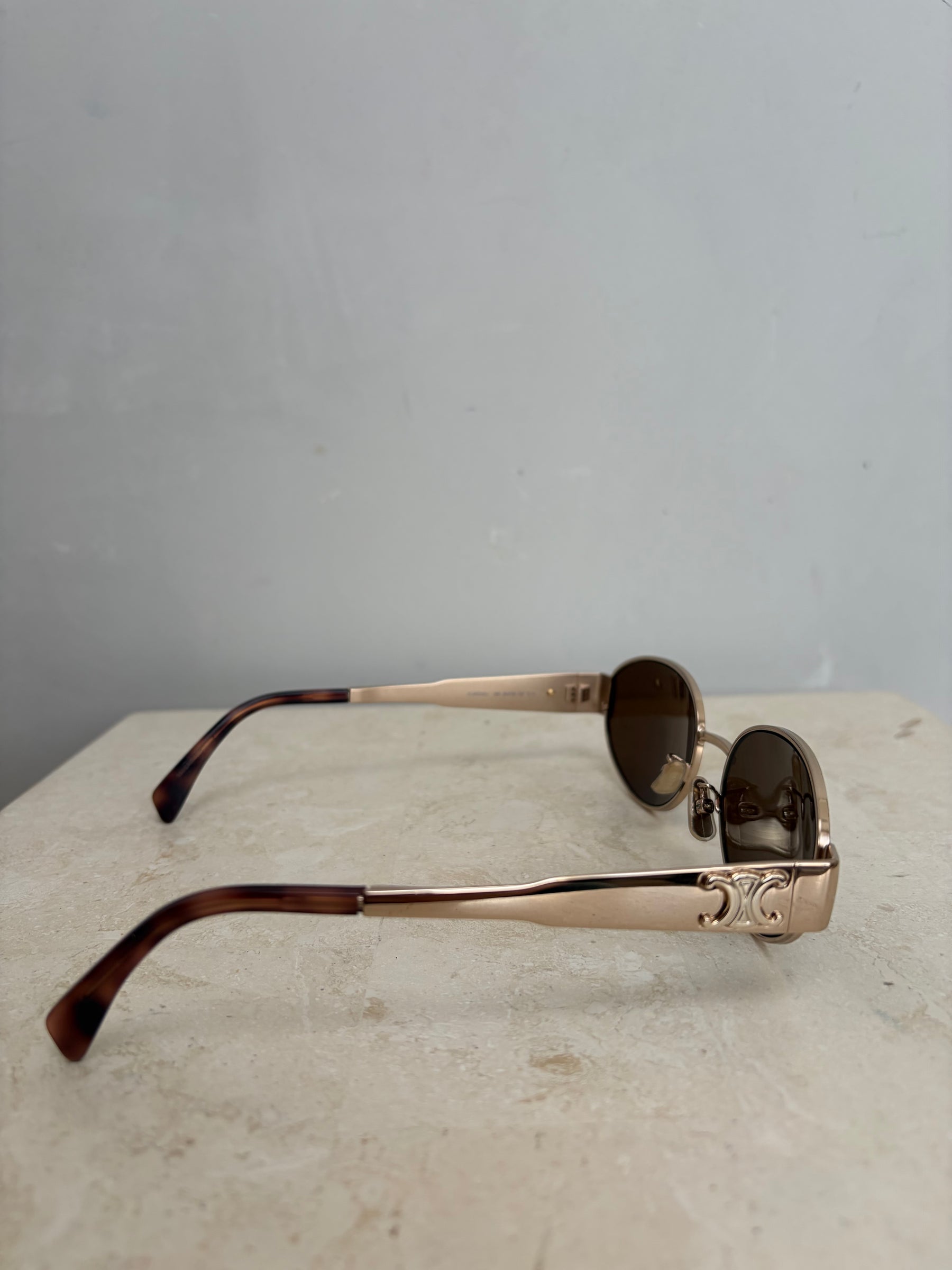 Céline Gold Oval Triomphe Sunglasses