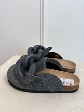 JW Anderson Grey Felt Chain Mules, 37