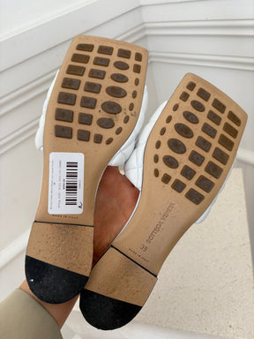 Bottega Veneta White Padded Lido Leather Slides, 39