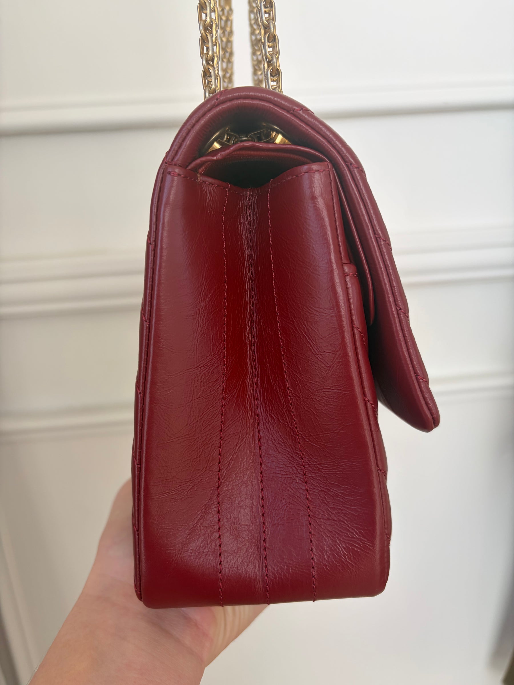 Chanel Maroon Quilted Leather 2.55 Reissue Medium Double Flap Bag