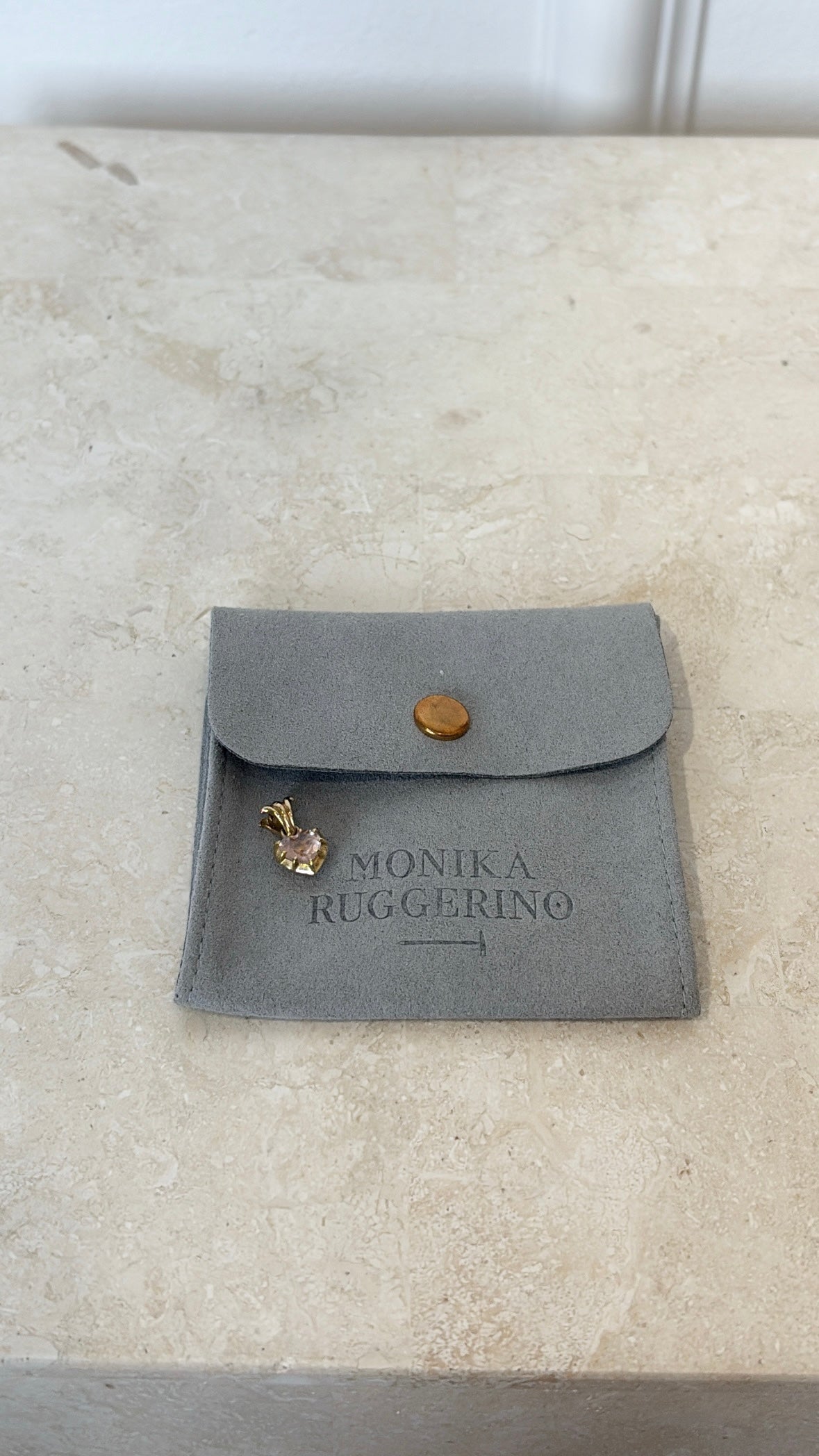 Monika Ruggerino Fleur De Lis Bail Heart Pendant In Pink Morganite