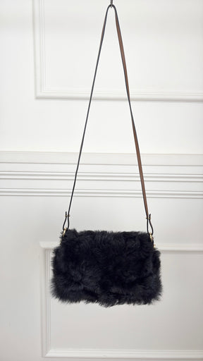 Scanlan Theodore Shearling Flap Bag With Shoulder Strap