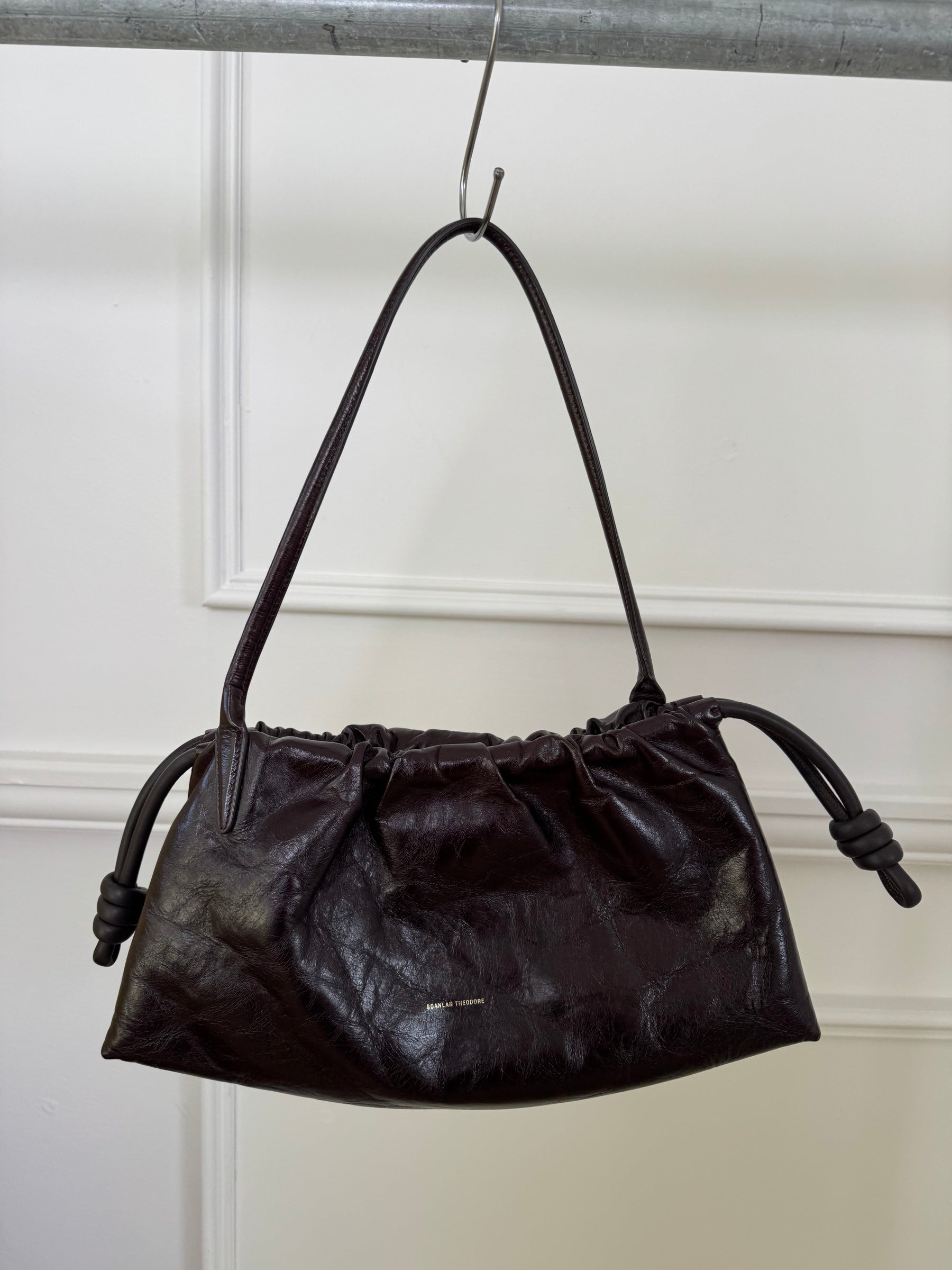 Scanlan Theodore Dark Brown Ruched Pouch Shoulder Bag