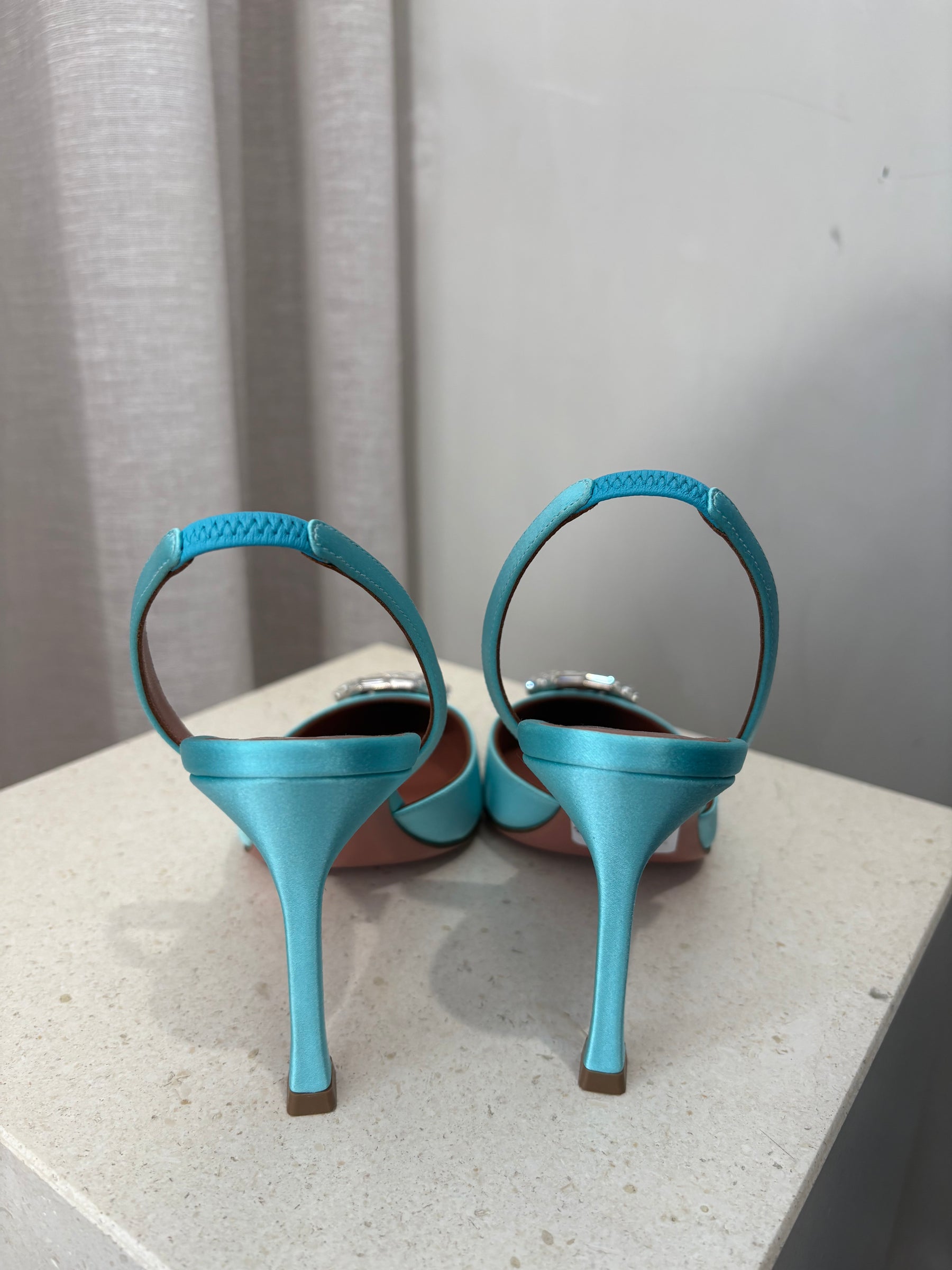 Amina Muaddi Camelia sling 90 In Turquoise, 37