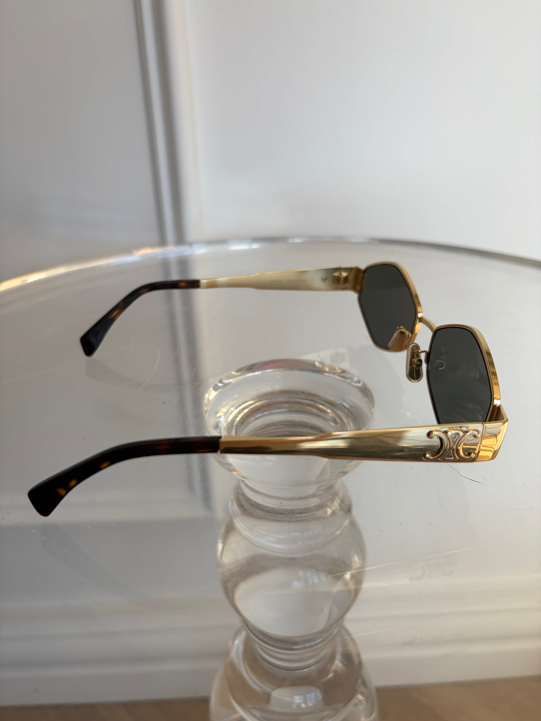 Celine Gold Hexagonal Triomphe Sunglasses