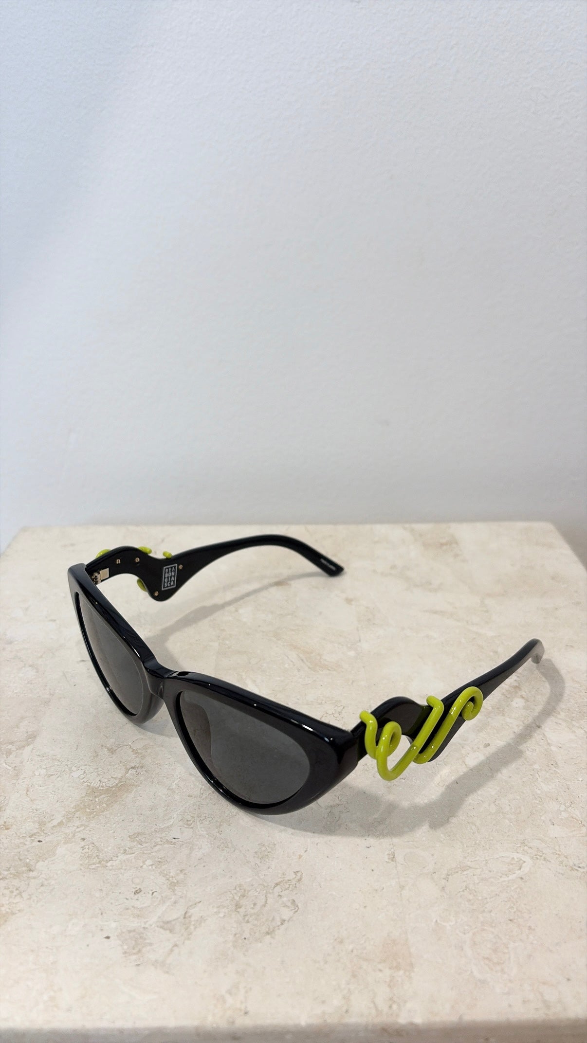 LINDA FARROW x Bea Bongiasca Black Cat Eye Sunglasses