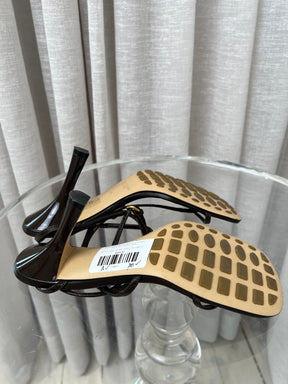 Bottega Veneta Chocolate Brown Leather Wrap Around Ankle Sandals, 39.5