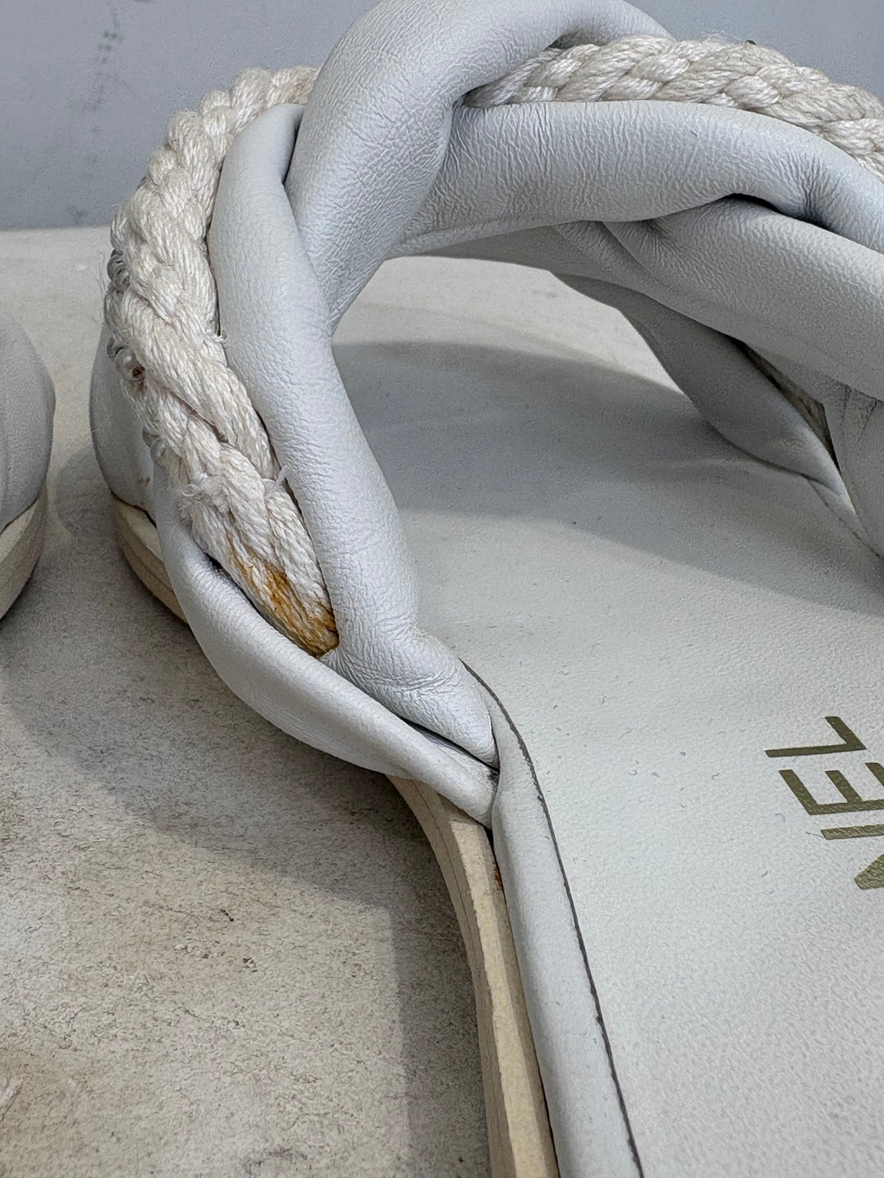 Chanel White Leather and Rope Twist Slides, 36 C