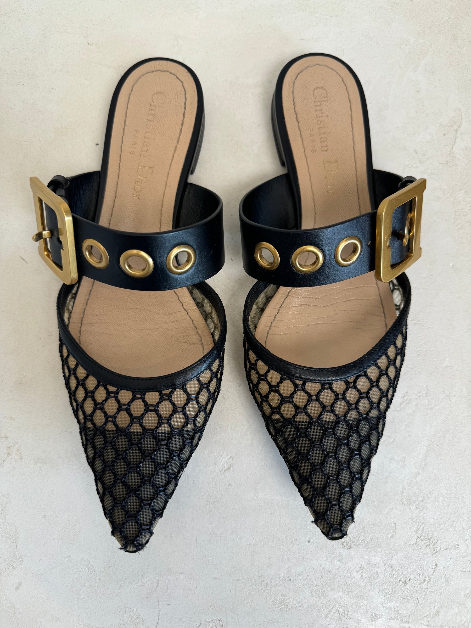 Dior D Mules Fishnet Black, 36