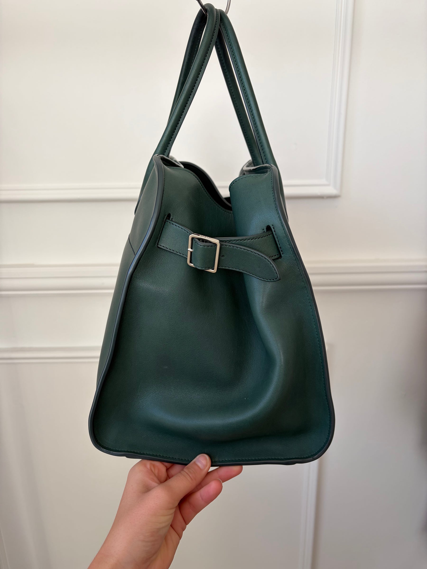 The Row Soft Margaux 15 in Emerald Green Leather
