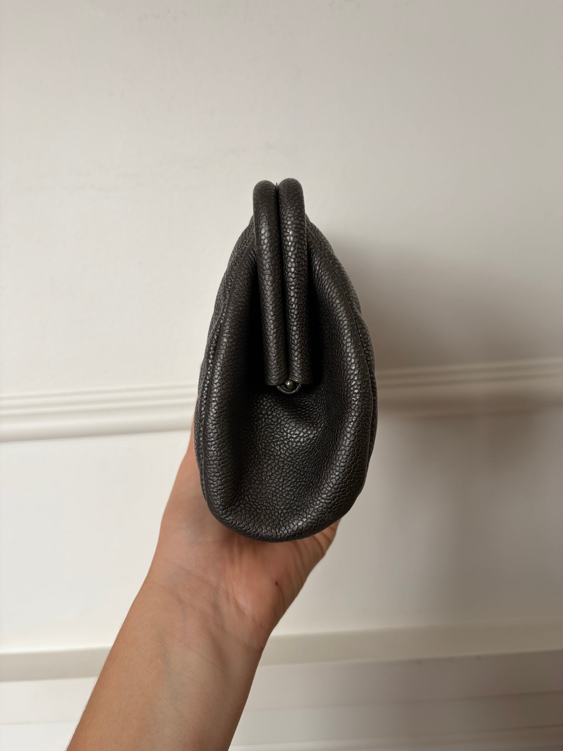 Chanel Pewter Caviar Leather Timeless CC Clutch