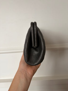 Chanel Pewter Caviar Leather Timeless CC Clutch