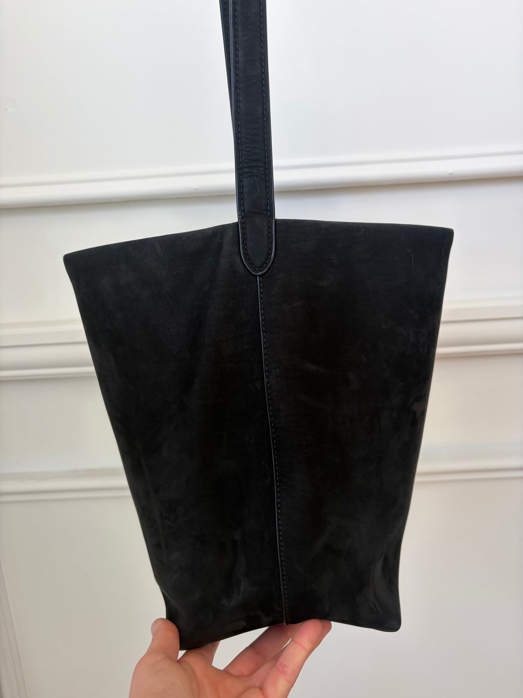 The Row N/S Park Suede Tote Black