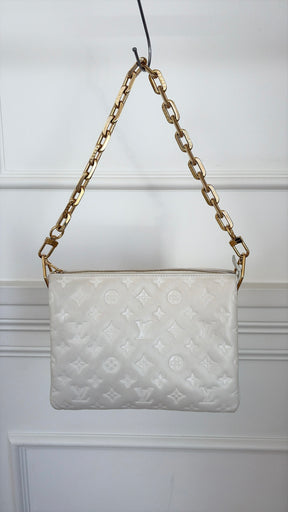 Louis Vuitton Coussin PM Handbag Cream With Gold Tone HW and Extra Strap