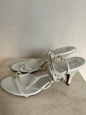 Khaite White Strappy Sandal, 37.5