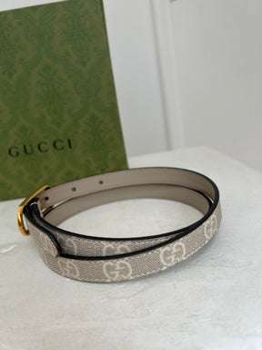 Gucci Beige Monogram Thin Belt, 75