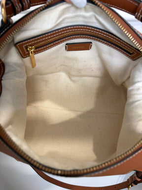 Oroton Tan Leather Top Handle Crossbody Bag