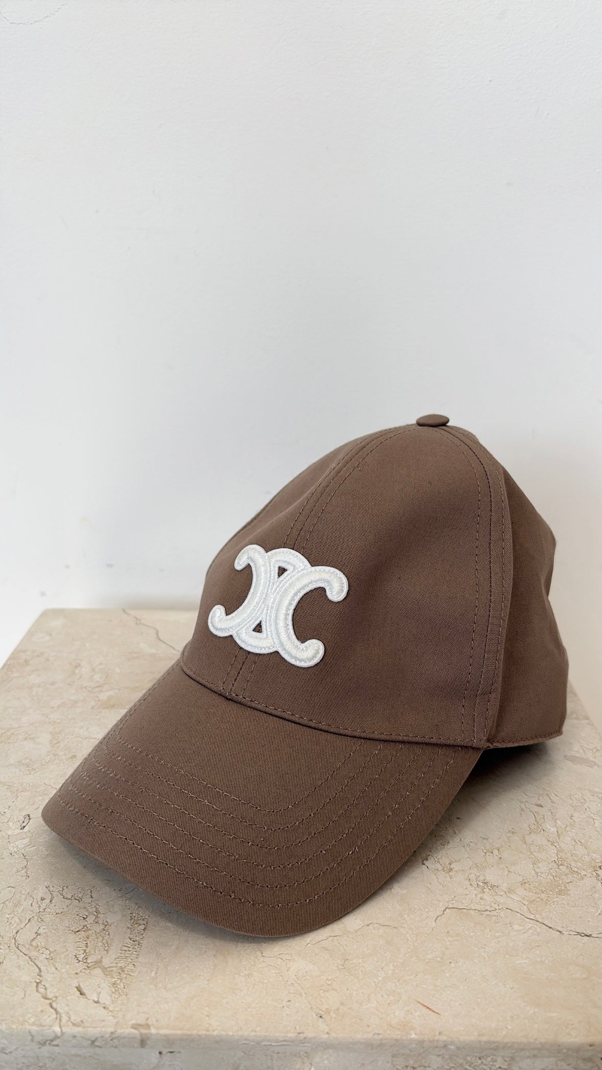Celine Taupe Trimophe Baseball Cap, Large
