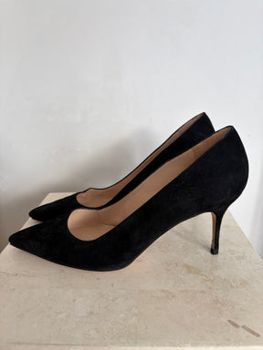 Manolo Blahnik Black Suede Pumps, 41